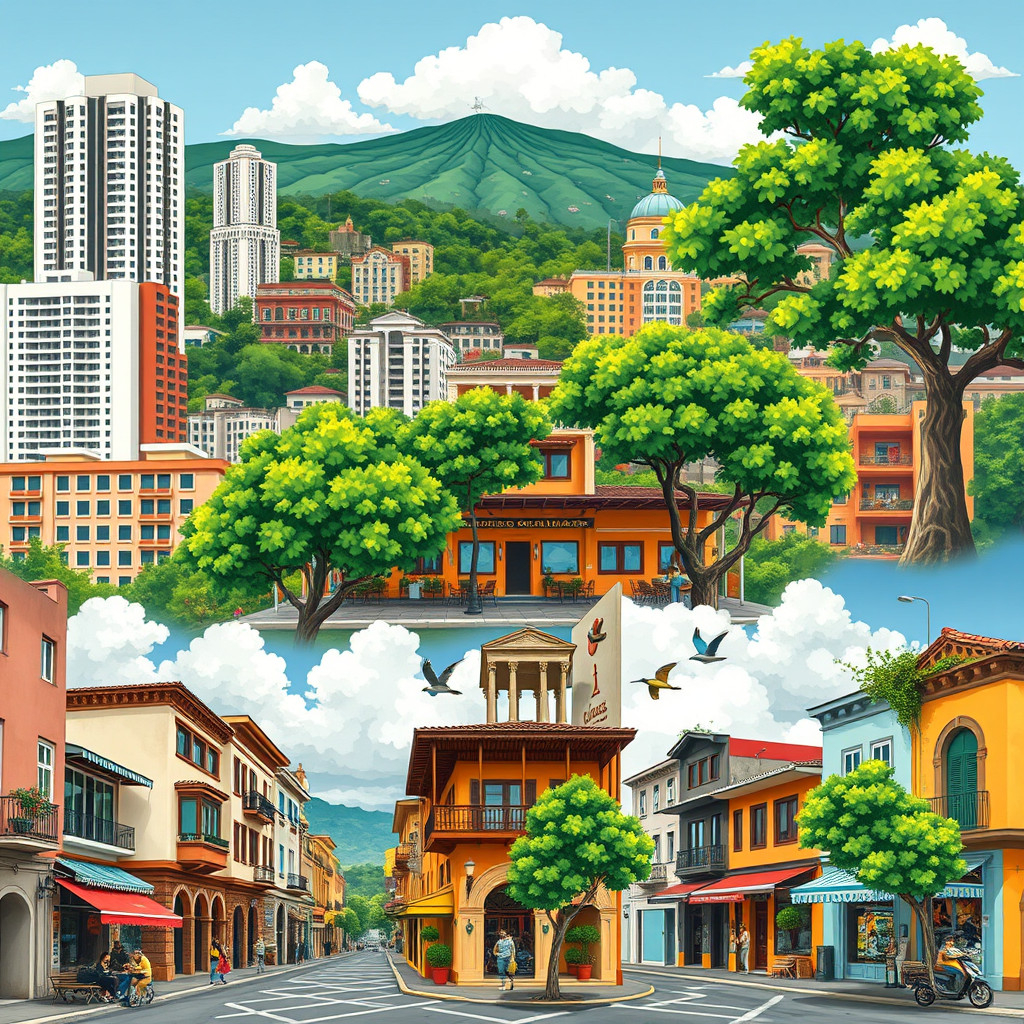 Diverse neighborhoods of Medellín Diverse neighborhoods of Medellín showing architecture and daily life in El Poblado, Laureles, and Envigado