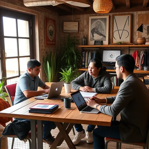 Digital nomads meeting Digital nomads meeting and talking with other remote workers in a co-working space in Peru to connect with others