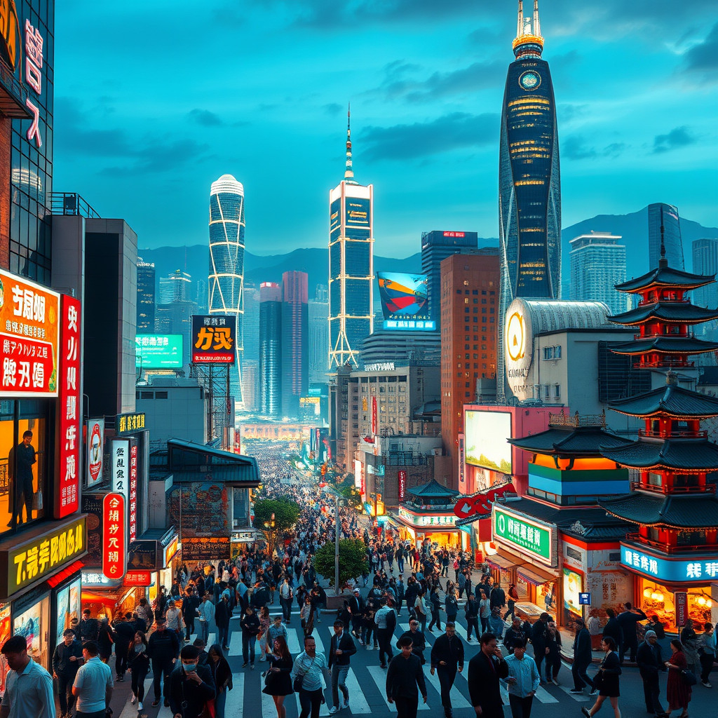 Nighttime collage of Tokyo Nighttime collage of Tokyo with its bright lights, traditional buildings and skyscrapers