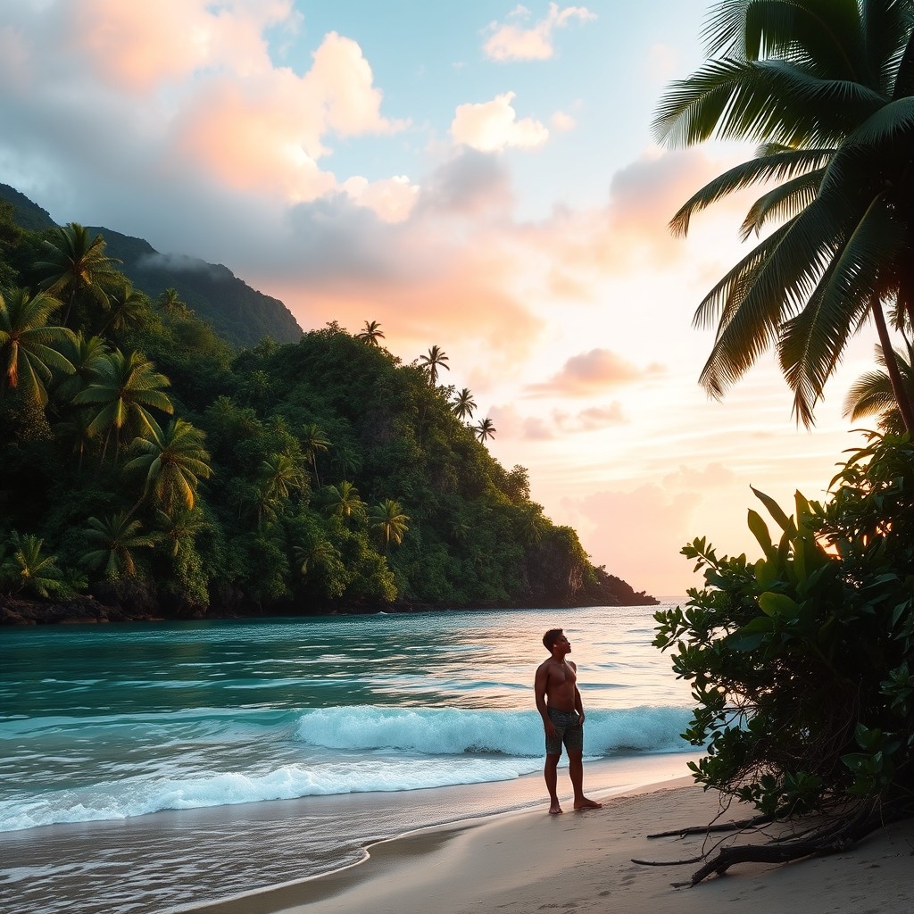 Costa Rican beach Person on Costa Rican beach contemplating the move amidst natural beauty