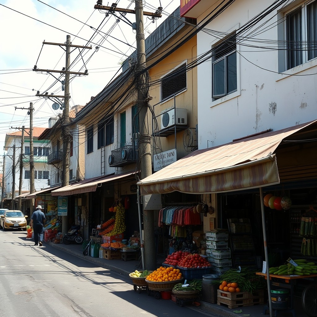 Costa Rican street Costa Rican street showing expensive imports and infrastructure challenges