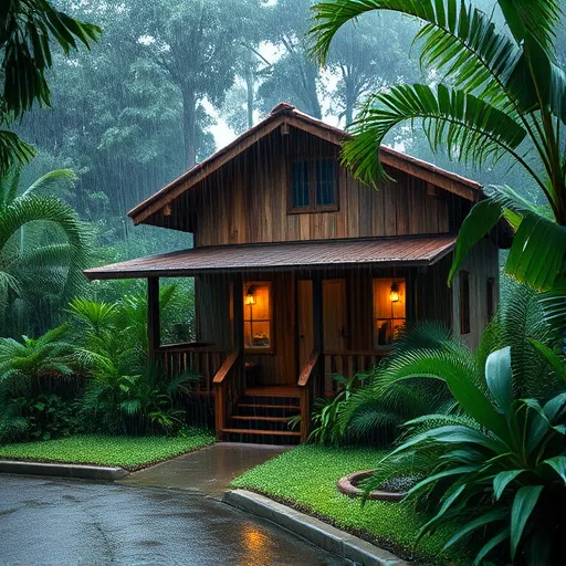 Costa Rican home Costa Rican home in rainy season amid wildlife showing environmental challenges