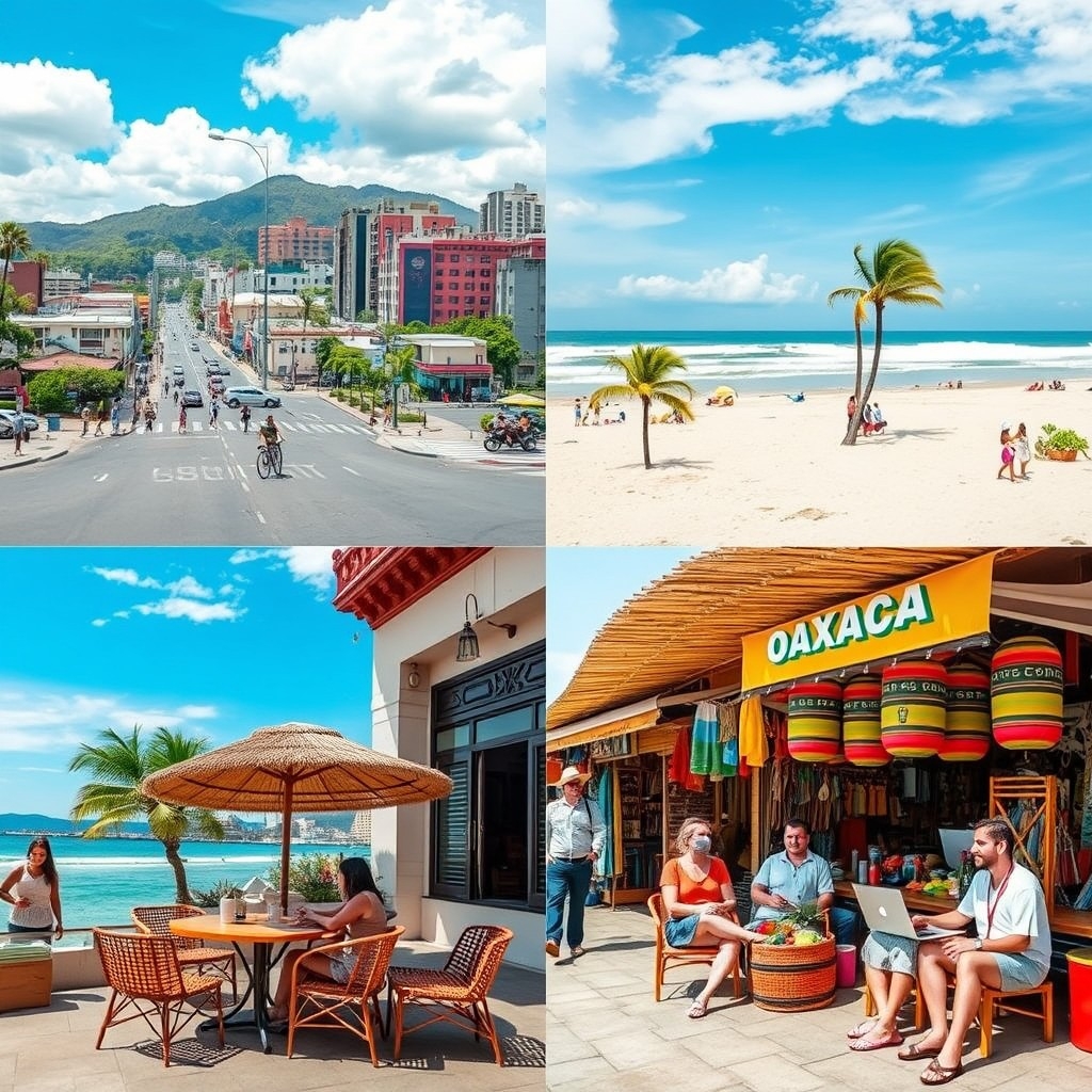 Highlights of Mexico City Highlights of Mexico City, Playa del Carmen, and Oaxaca showing digital nomads exploring and working