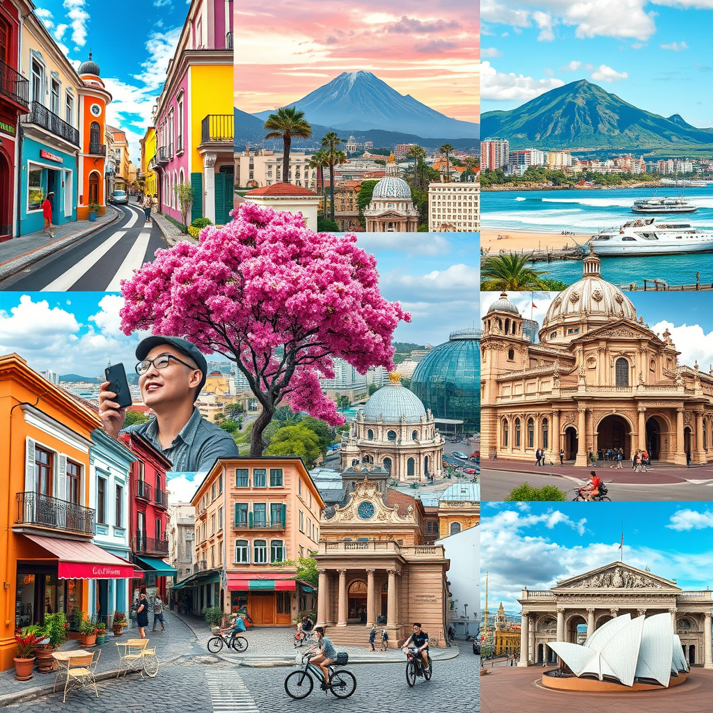 Iconic landmarks Digital nomads working among iconic landmarks of Buenos Aires, Cape Town, Mexico City, and more